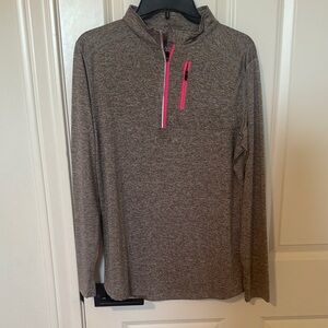 Women's Quarter-Zip Performance Pullover Jacket - Gray with Pink Accents